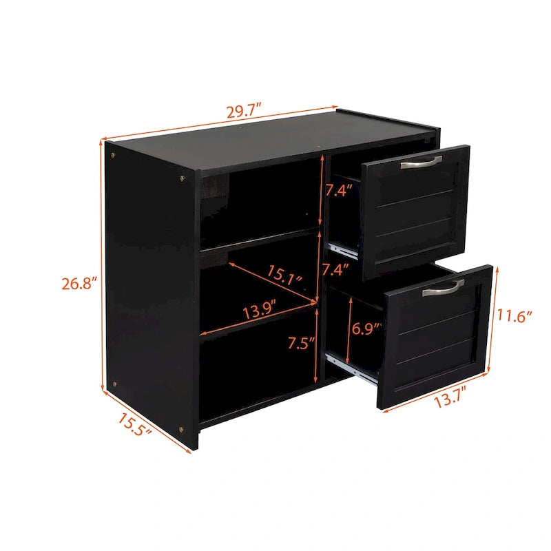 Low Twin Size Loft Bed with Cabinets, Shelves and Slide