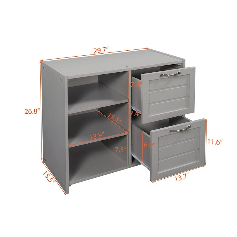 Low Twin Size Loft Bed with Cabinets, Shelves and Slide