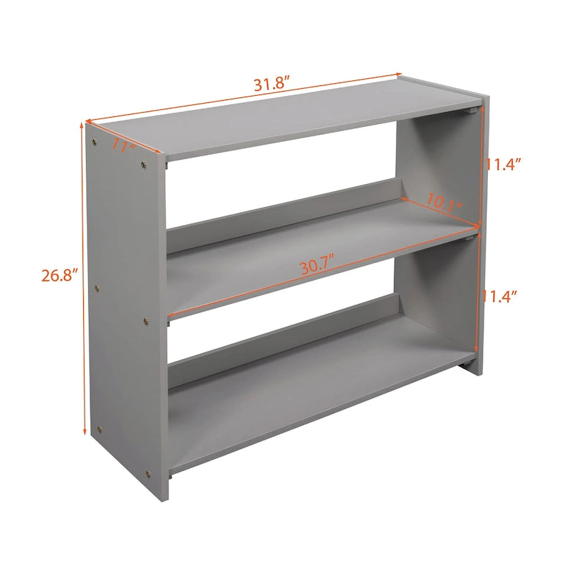 Low Twin Size Loft Bed with Cabinets, Shelves and Slide