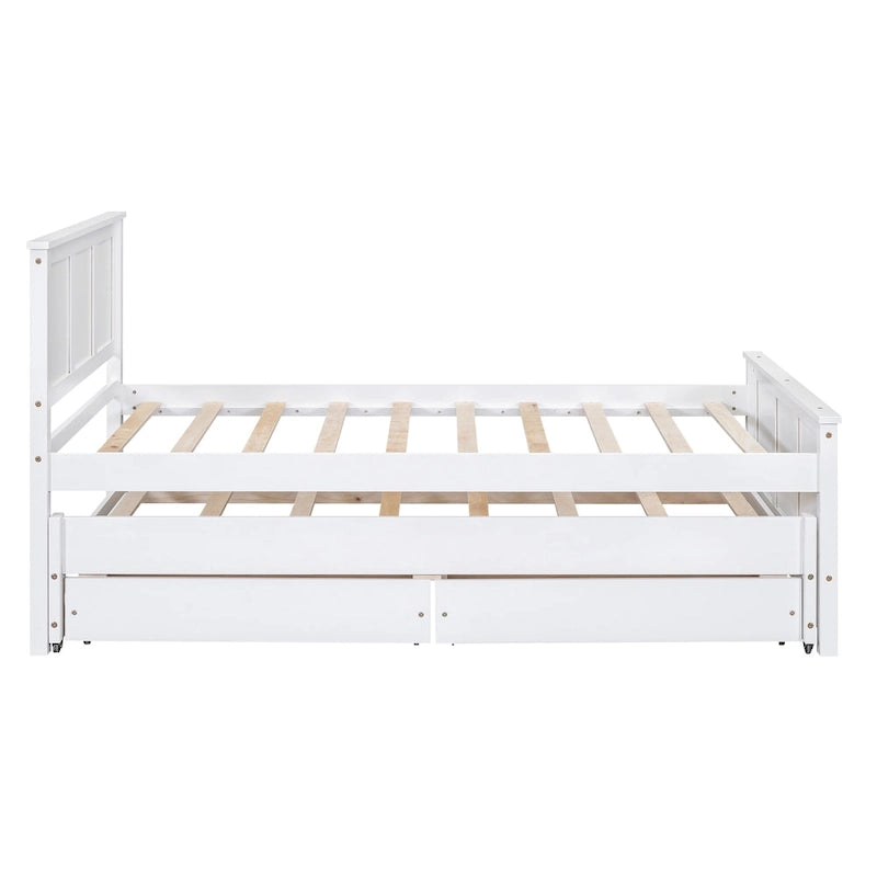 Twin Pine Platform Bed with Trundle and Drawers