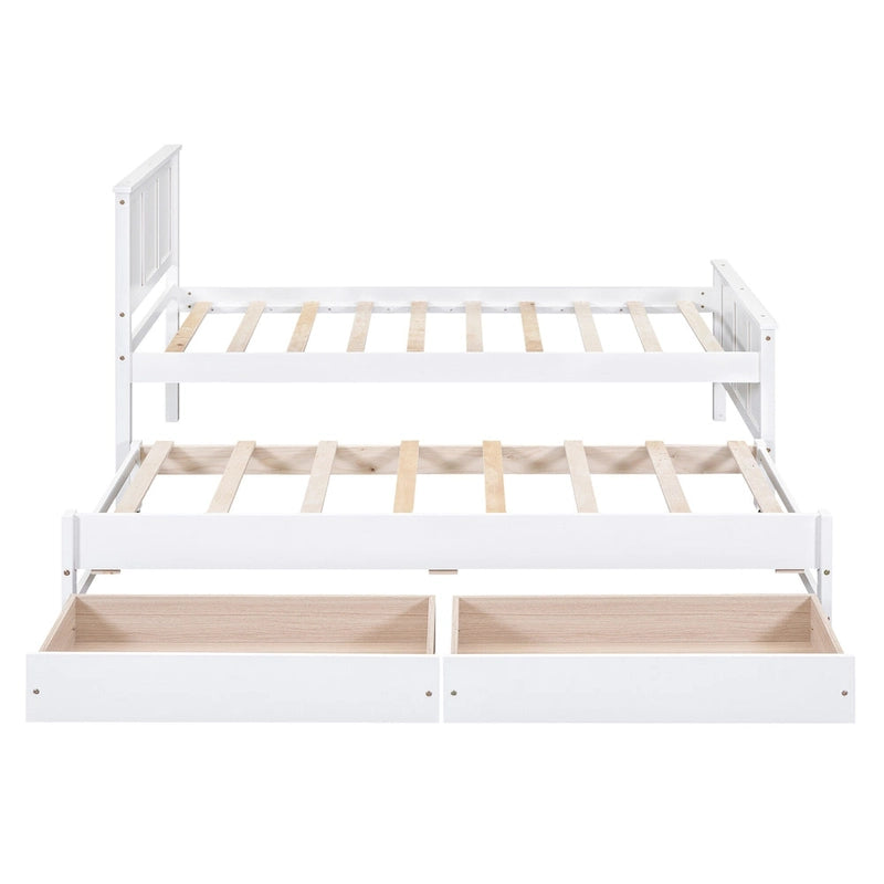Twin Pine Platform Bed with Trundle and Drawers
