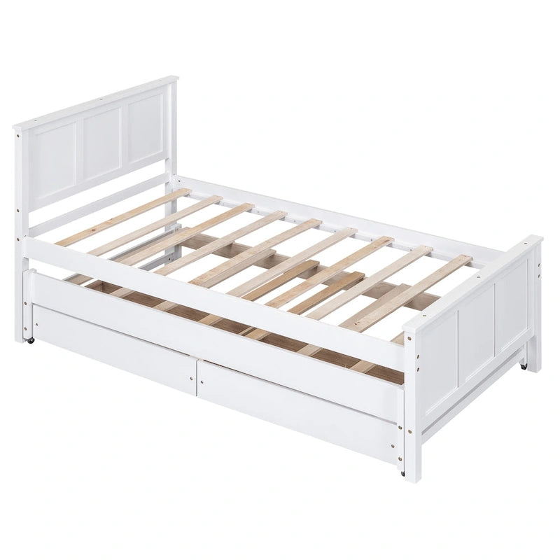 Twin Pine Platform Bed with Trundle and Drawers