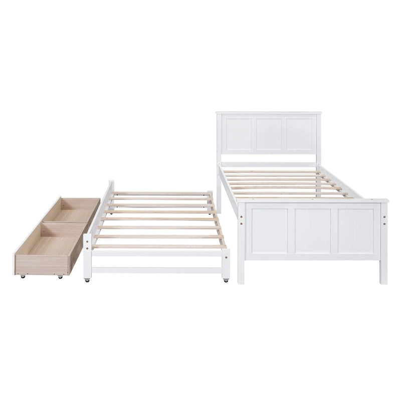 Twin Pine Platform Bed with Trundle and Drawers
