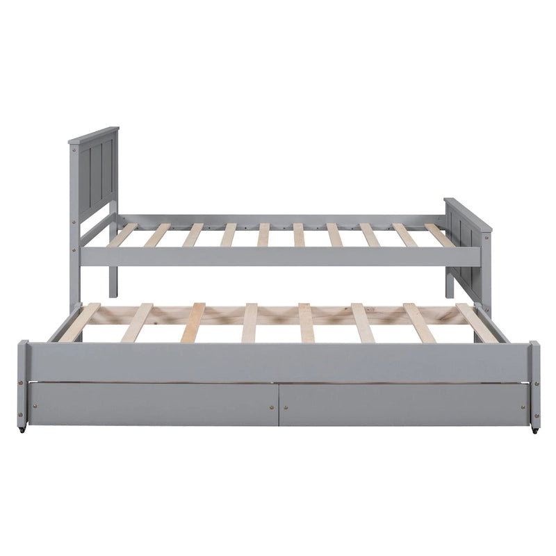 Twin Pine Platform Bed with Trundle and Drawers