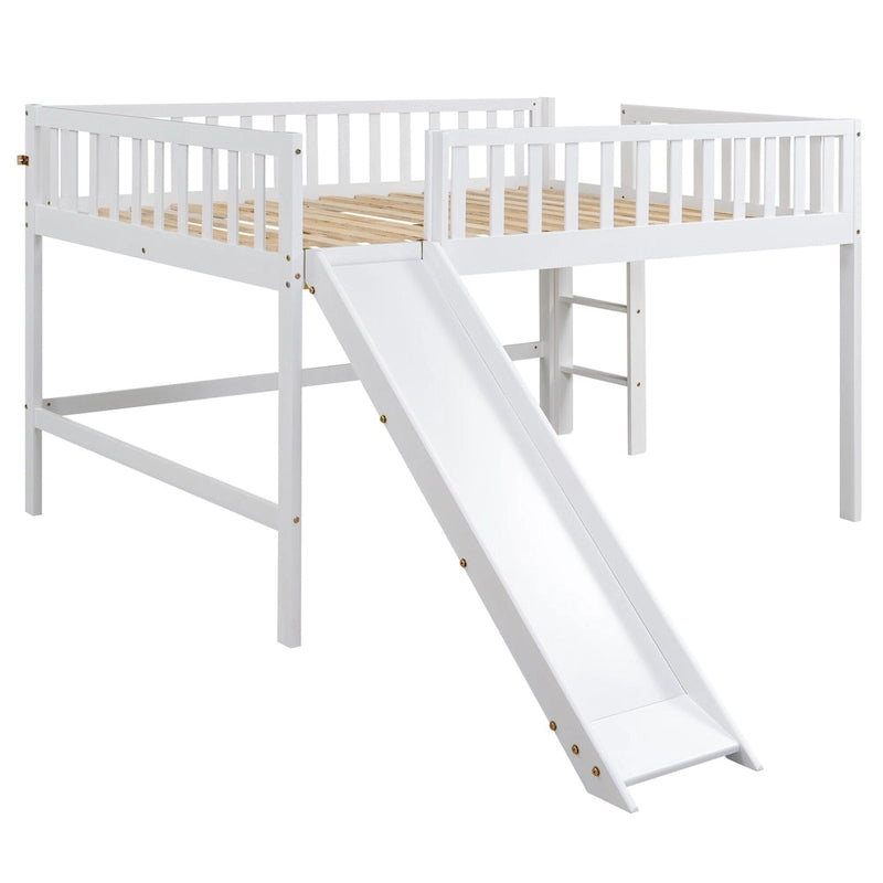 Pine Low Loft Bed with Slide