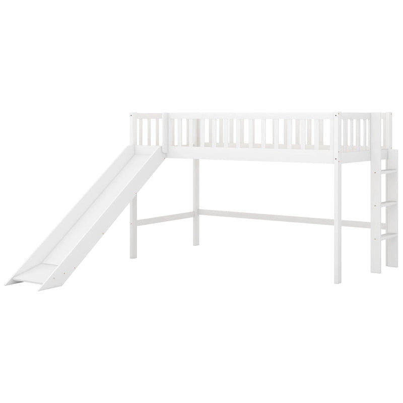 Pine Low Loft Bed with Slide