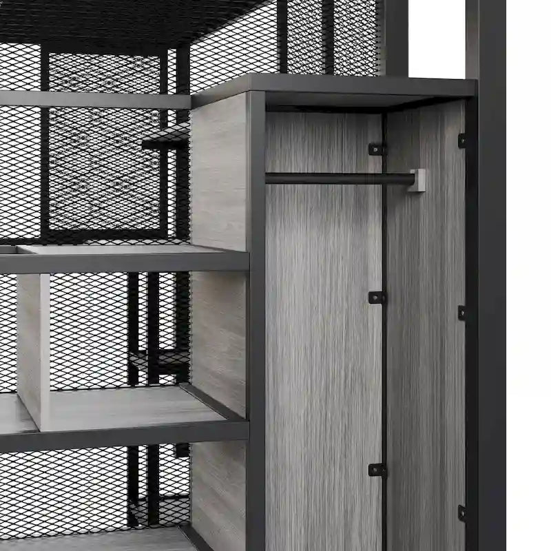Full Metal Loft Bed with Wardrobe, Desk & Storage Shelves