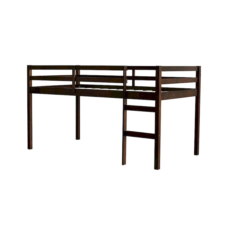 Twin Rubber Wood Loft Bed with Strengthened Slats