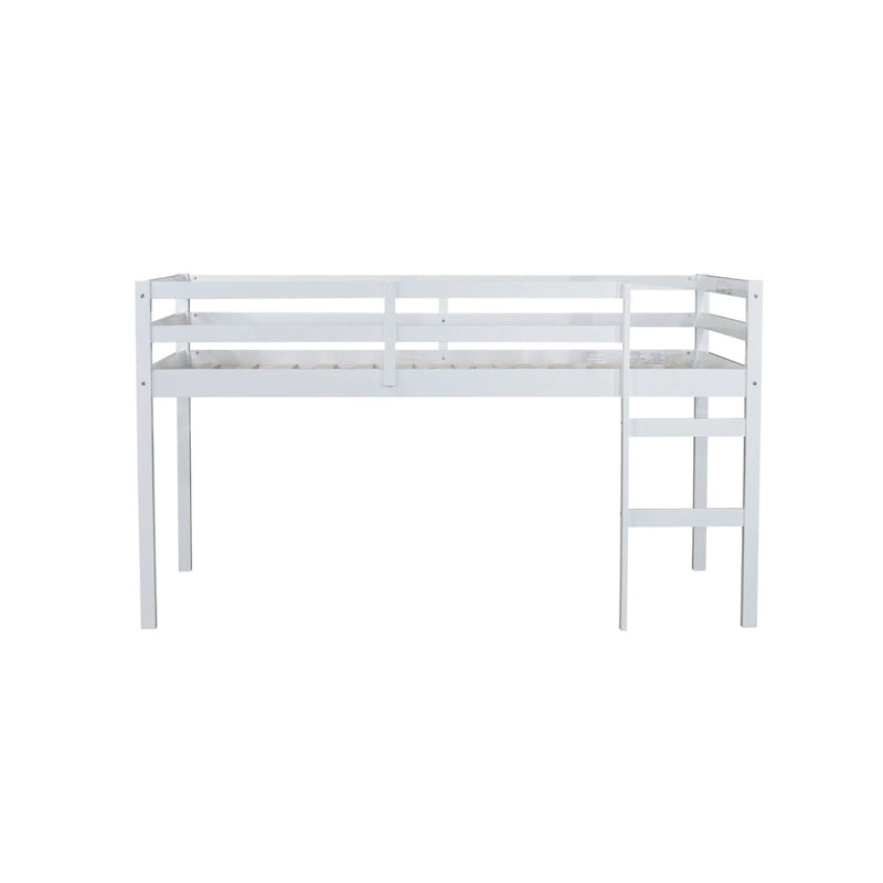 Twin Rubber Wood Loft Bed with Strengthened Slats