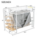 Twin Size Metal Loft Bed with Wardrobe & Storage Shelves for Kids