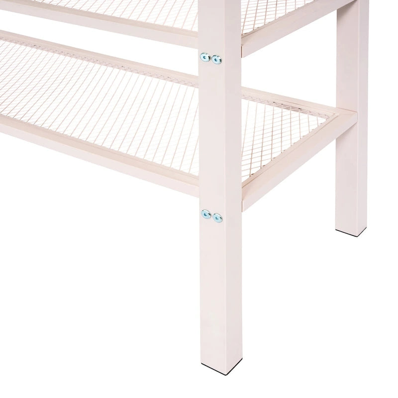 Pink Full Metal Loft Bed with Workstation